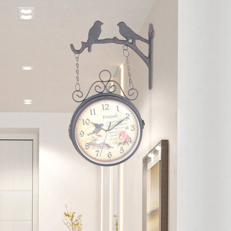 Red Barrel Studio® 16.92"H Retro Hanging Wall Clock Double Sided Home